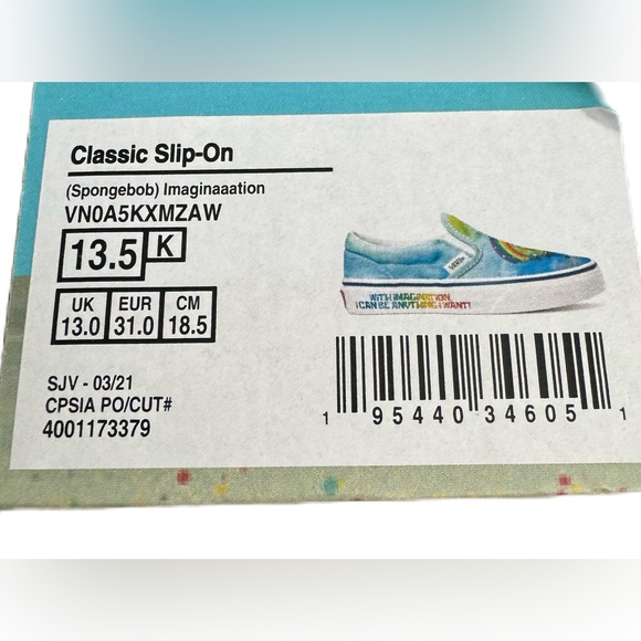 SpongeBob Squarepants Vans Slip-ons, Kids Size 13.5 - Excellent Condition!! - Picture 6 of 6